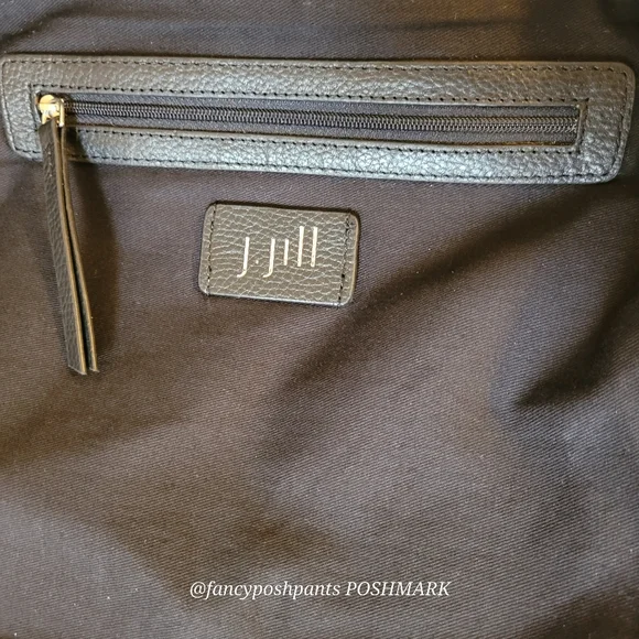 ❤J JILL real LEATHER trim 100% cotton plaid NWOTzipper, interior pocket tote bag - Picture 16 of 16